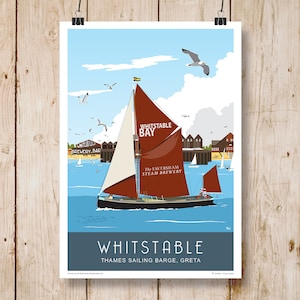 The Greta, Whitstable, Kent. A4, A3, A2, A1  Railway poster style art print. Other sizes now available