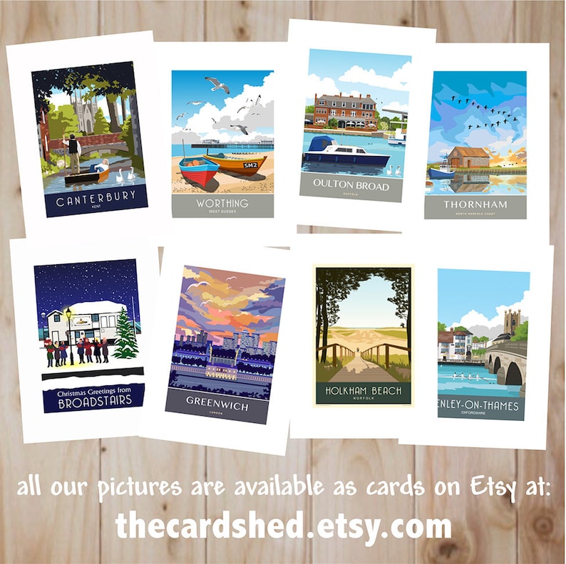 Broadstairs Coffee and Cake, Kent Coast. Travel Poster, Art, Print