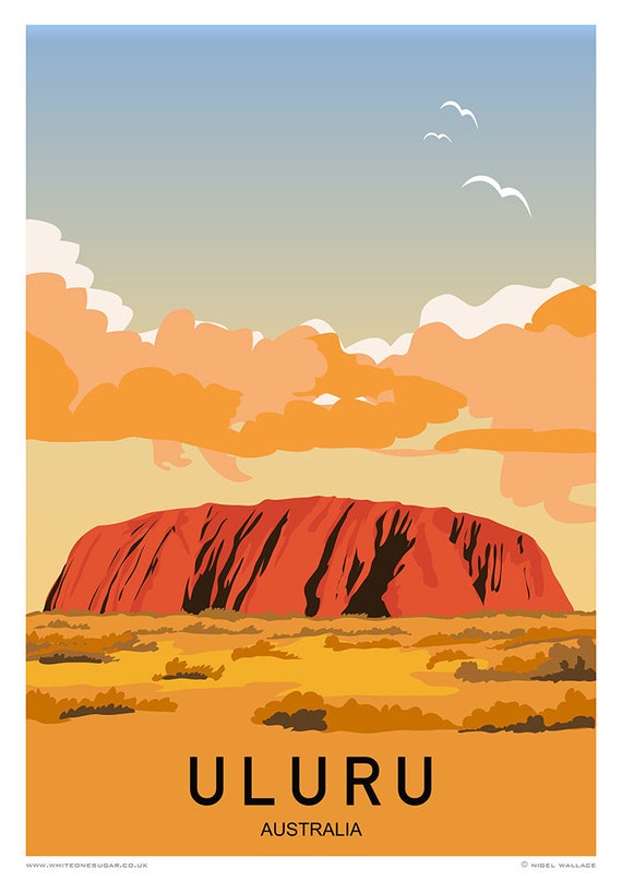 Uluru or Ayers Rock, Uluru-kata Tjuta National Park, Northern Territorys,  Australia. Travel Poster. A4, A3, A2, A1 - Etsy