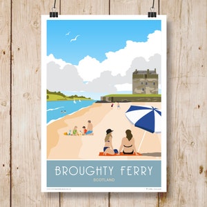 Broughty Ferry, poster di viaggio in Scozia. A4, A3, A2, A1