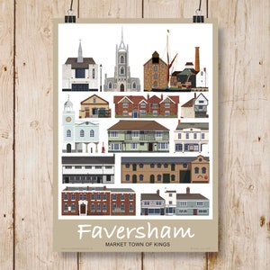 Faversham Buildings, Kent. 1920&#39;s Style Railway/Travel Poster. A4, A3, A2, A1. Other sizes now available