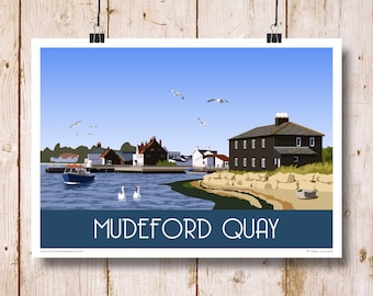 Mudeford Spit, Quay, Ferry & Black House, Hengistbury Head, Christchurch. A4, A3, A2, A1 Portrait version also available