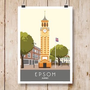 Epsom, Surrey.  Art Poster. Portrait A4, A3, A2, A1