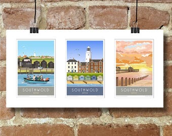 Southwold Suffolk  triple mounted pictures. Travel poster Choose from over 800 prints