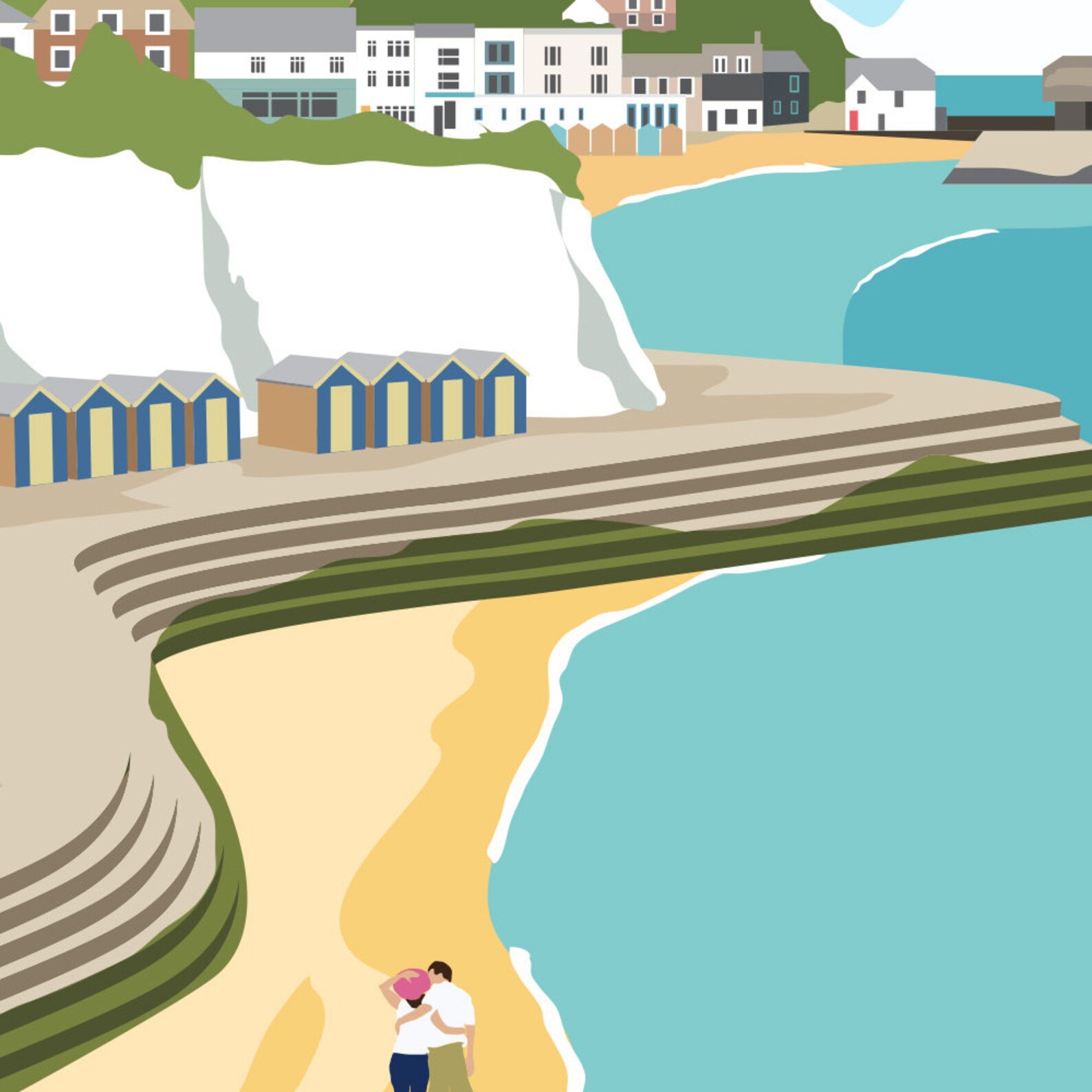 Louisa Bay with Grey Banner Broadstairs Kent. Travel Etsy