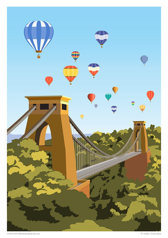Clifton Suspension Bridge Poster Print Bristol. Art Travel - Etsy UK