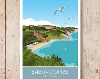 Babbacombe, South Devon.  Portrait A4, A3, A2, A1 Landscape available. See link in description