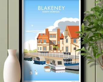 Blakeney Quay, North Norfolk Coast. Travel Poster, Art. Unframed print.