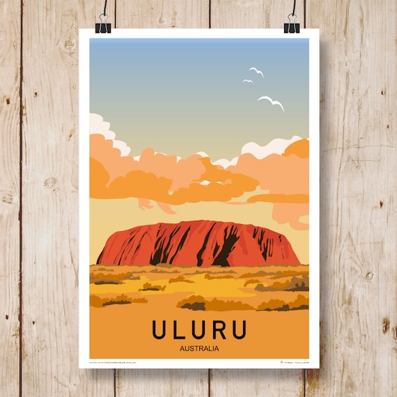 Uluru Etsy Travel Park, A1 Australia. Poster. Tjuta A4, - or Ayers Rock, National A3, A2, Northern Uluru-kata Territorys,