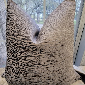 Velvet, gray, dark-gray, silver, zebra print, tone on tone. 22 x 22, pillow cover, ready to ship, made in USA