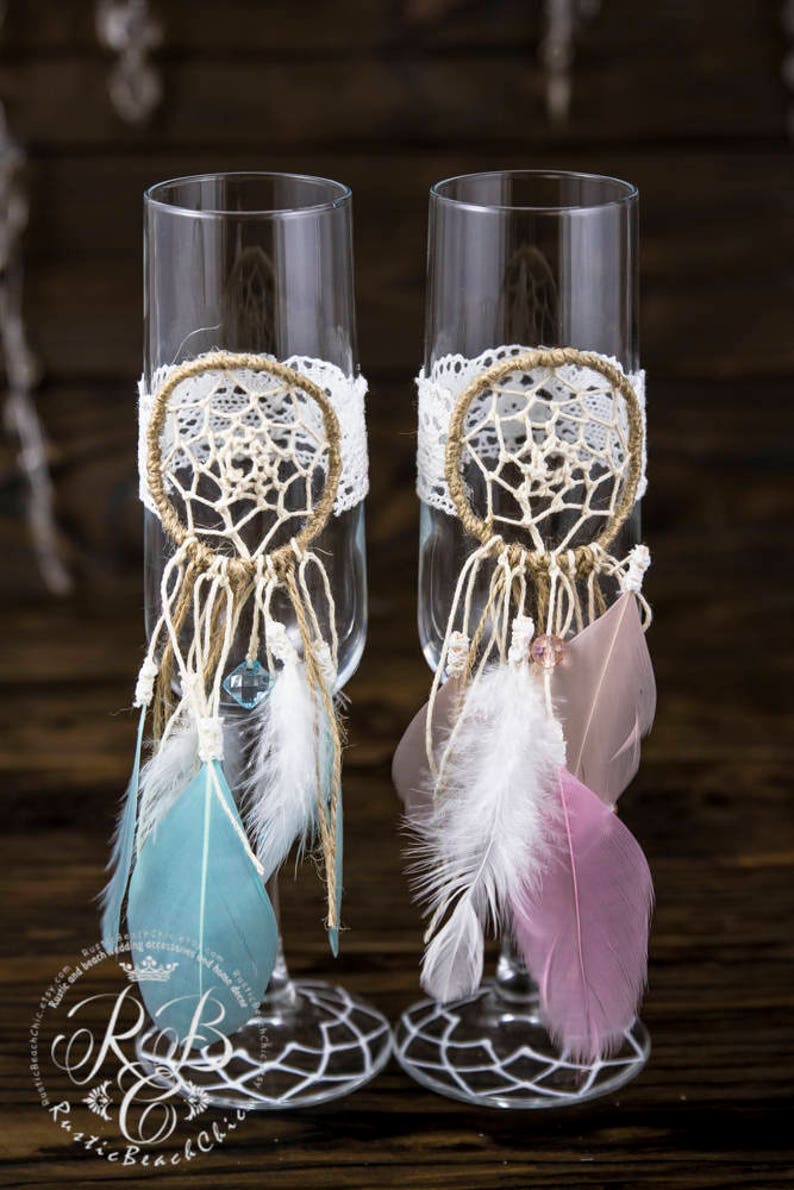 Native American Wedding Champagne Flutes Personalized Wedding Etsy