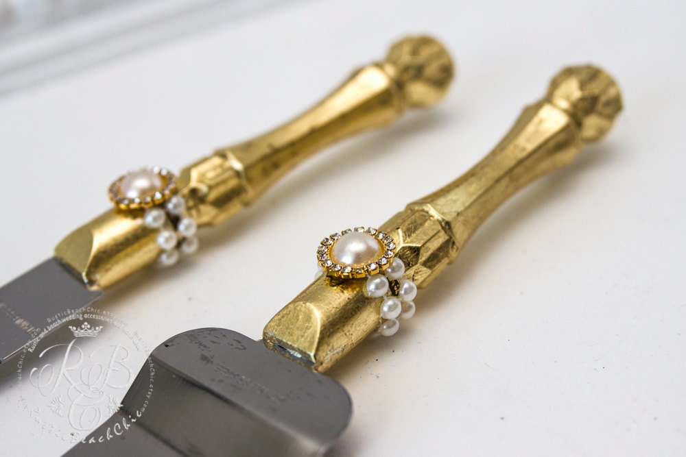 Vintage Wedding Cake Server Gold Cake Server Set Etsy