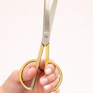 Vintage German Brass Handle Scissors with Leather Case, Mid Century Desk Tailor Shears