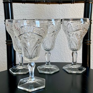 Antique EAPG Indiana Water Goblets|Gaelic Glasses|Set of 4|1900&#39;s|Antique Glassware