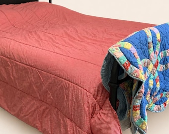 Vintage Ralph Lauren King Comforter – Red Gingham Cotton Bedding | Large Queen to King