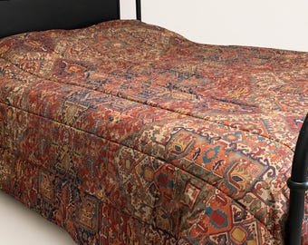 Vintage Ralph Lauren Persian Rug Comforter King | USA Made Heriz Tapestry Bedding |Professionally Cleaned