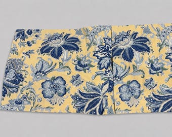 Custom Waverly Imperial Dress Porcelain Valance | English Manor House Blue Floral Window Treatment