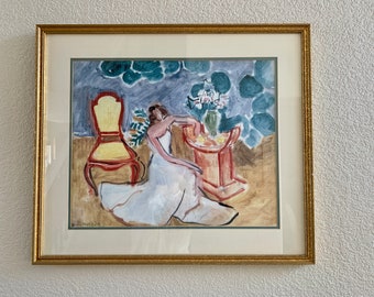 Matisse "Young Woman in the White Dress"|First Edition Period Parisian Lithograph-1946|Custom Frame| 24"h x 28"w