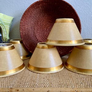 Small Parchment Lampshades|Clip on Lampshade|Gold Trim|6 Available|4.5&quot; height|Individually Priced