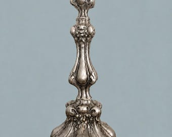 Antique M. Jarra Polish Metal Alloy Candlestick | Large 11.5” Rococo Baroque Candle Holder | Krakow Poland c. 1900