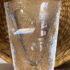 Vintage Finnish Art Glass Vase|Ice Textured|4.5&quot; height|Mid Century Aesthetics