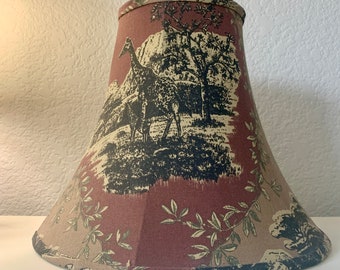 Safari Giraffe Lampshade|Toile Linen|Taupe Colors|10.75" height|