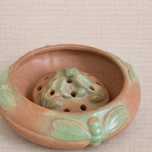 Van Briggle Butterfly Flower Frog Bowl: 1933 Vintage Art Pottery