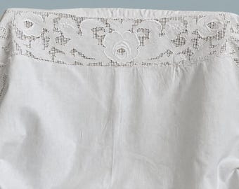 Antique EuropeanCherub Angels Pillow Sham Whitework Embroidery Dutch Danish Linen Vintage Heirloom Textile