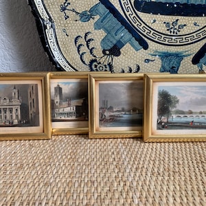 Set of 7 Miniature Antique Hand Colored Engravings|1800s Prints|Framed-4.25&quot;wide x 3.5&quot; height|Wood Frames|Antique Prints Art