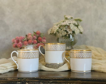 19th C. Porcelain Demitasse Cups| Set of 3| Hand Painted| Possible English Origin