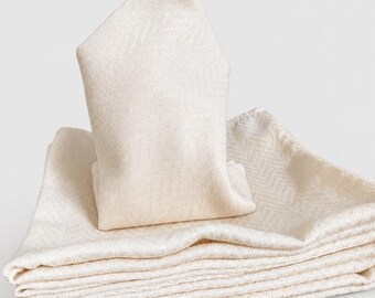Ralph Lauren Napkins Set of 6 |Light Peach Jacquard Dinner Napkins | European Rustic Entertaining