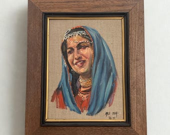 Original 1976 Oil Portrait Painting, Vintage Female Portrait, Framed Wall Art