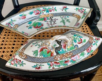 Antique Indian Tree Lidded Dish 15” | B.B. New Stone English Ironstone Chinoiserie Piece
