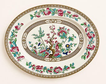 Antique Indian Tree Oval Platter 11" | English Bridgwood Staffordshire China