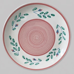 Caleca Pink Garland Dinner Plates Set of 5 | Hand Painted Italian Pottery | 10.5" Floral Plates | Made in Italy Tableware