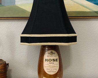 1950's Rosé Wine Pottery Jug Lamp| Imported to Denver CO| 13.5" Height|Lighting| Table Lamp