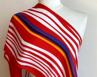 Vintage Red Striped Scarf, Made in Italy by Monique Martin, Sustainable Retro Italian Accessory