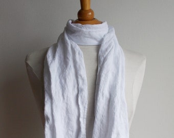 White linen scarf, summer accessories, unisex scarf.