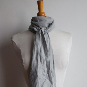 Gray linen scarf, long shawl, unisex scarf. image 1