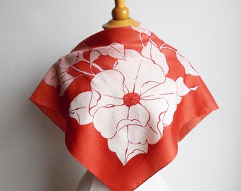 Vintage Floral Scarf, Burnt Orange Ombre, Made in Italy