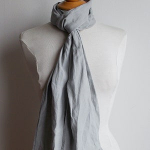 Gray linen scarf, long shawl, unisex scarf. image 4