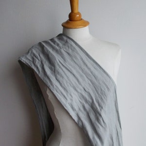 Gray linen scarf, long shawl, unisex scarf. image 3