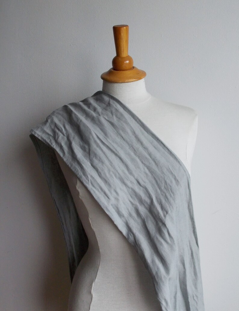 Gray linen scarf, long shawl, unisex scarf. image 3