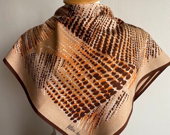 Vintage Patricia Dumont Square Scarf, Retro 70s Abstract Print Neckerchief, Designer Scarf