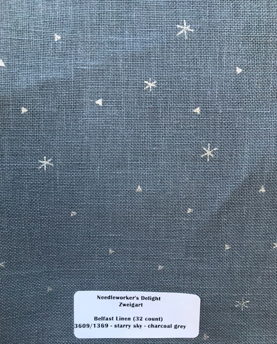 Zweigart Belfast Linen 32 Count Starry Sky 18 x 27 2 Colors Cross Stitch Embroidery White or Charcoal Grey