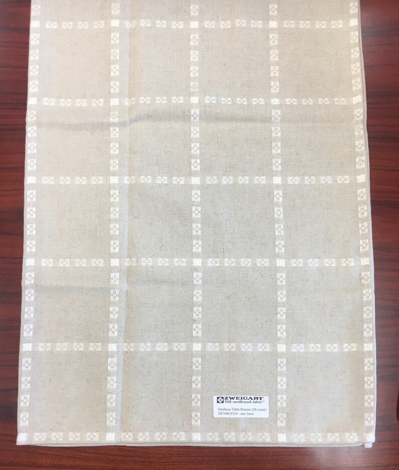 Zweigart Sambuca Raw Linen 28 Count Cross Stitch Fabric Table Runner or Table Topper RARE Natural Linen Stitch a design or use as is!