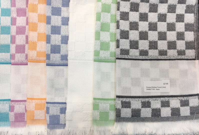 Verona Kitchen Towel Cross Stitch Lilac Green Blue Black Etsy