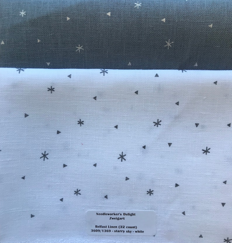 Zweigart Belfast Linen 32 Count Starry Sky 18 x 27 2 Colors Cross Stitch Embroidery White or Charcoal Grey