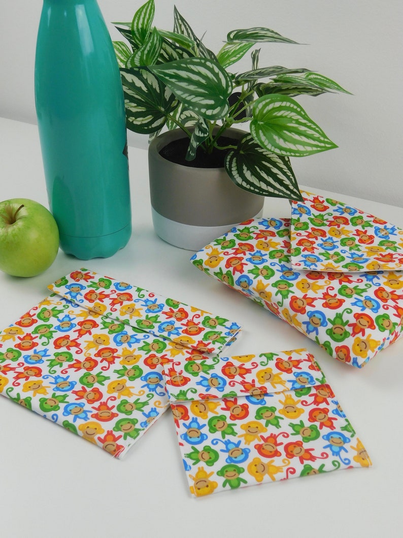 Reusable Sandwich Wrap Lunch Set using Cheeky Monkey Fabric Etsy