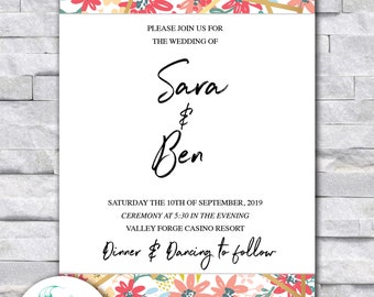 Wedding Invitation, Save the Date, Colorful, Flowers, RSVP, Programs, Table Numbers, Place Cards, Seating Charts, Modern, Custom, Love